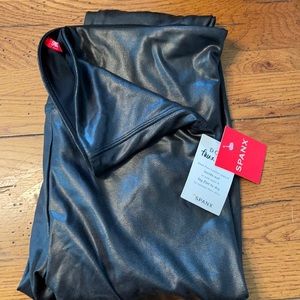 Black faux leather SPANX leggings